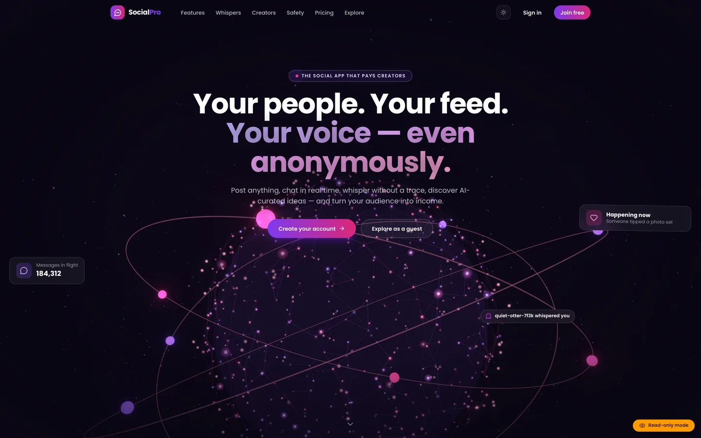 SocialPro – Social Network, Chat & Creator Monetisation Platform (Next.js + MongoDB) — preview 1